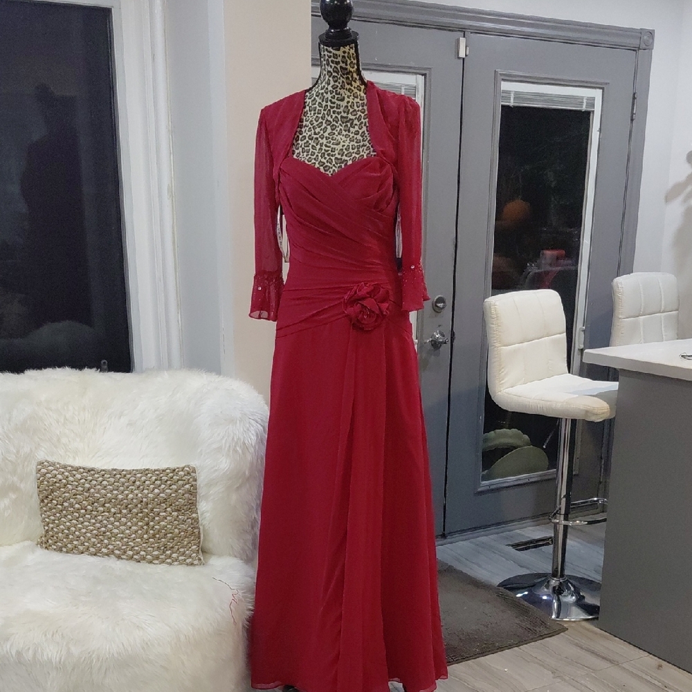 Chic Long Sleeve Red Dress